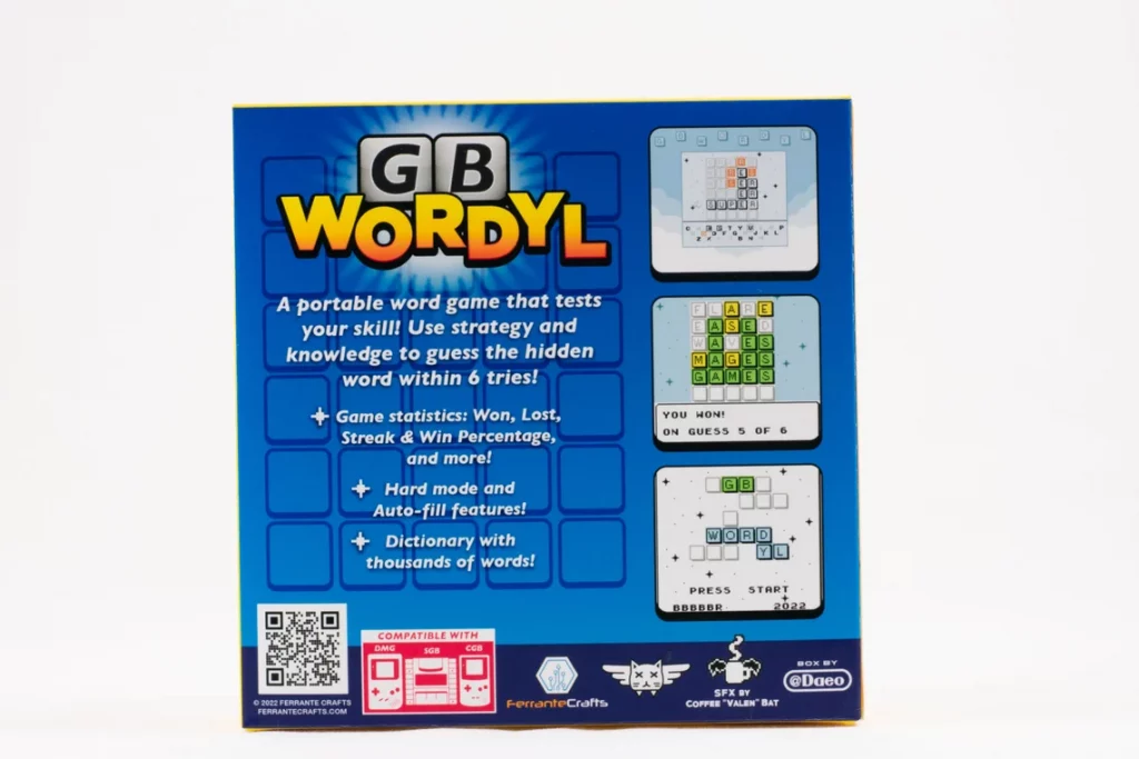 ゲームボーイでWordleが遊べる『GB-Wordyl』のパッケージ版が発売に