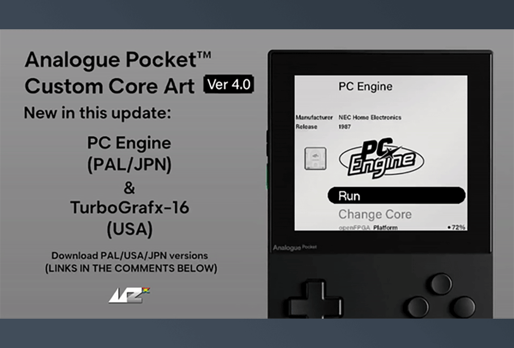 PCエンジンに対応したAnalogue PocketのopenFPGA用カスタムプラットフォームアート (v4.0)が公開