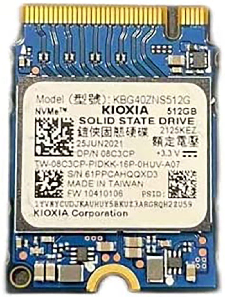 Kioxia 内蔵SSD 512GB PCIe Gen 3 x 4 NVMe ソリッドステートドライブ M.2 2230 モデルKBG40ZNS512G OEMパッケージ