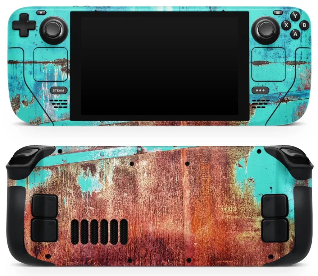 Bright Turquise Rusted Surface // Full Body Skin Decal Wrap Kit for the Steam Deck Console Gaming Device