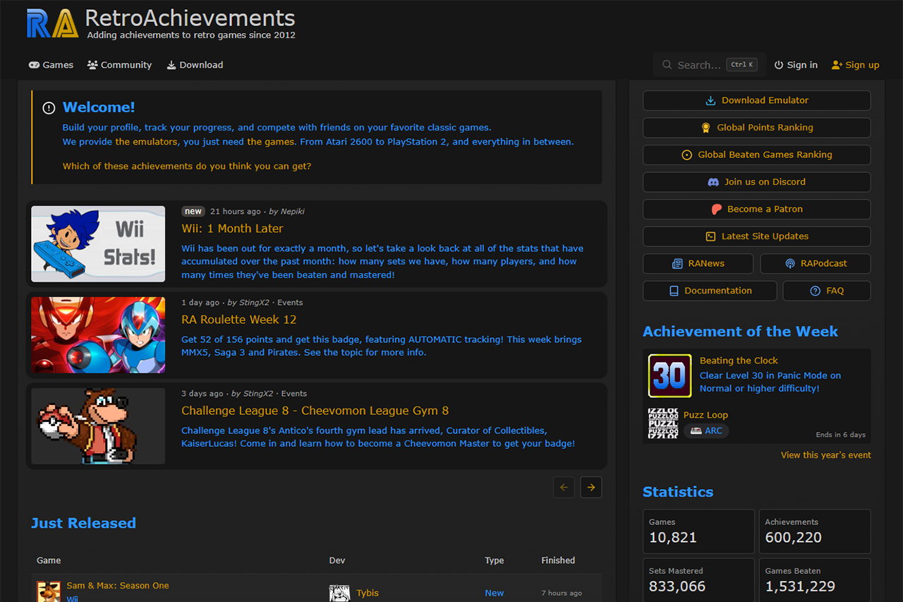 MiSTer FPGAに実績解除などの機能が追加できるRetroachievementsのサポートが追加。ただし現在はハードコアモードには対応しておらず