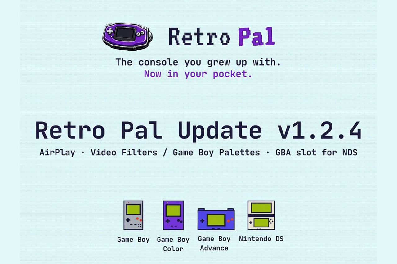 iPhone向けエミュレーター『Retro Pal』v1.2.4が配信。AirPlayによるテレビ出力やDSのスロット2にGBAソフトを装着する機能に対応