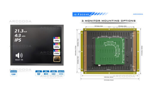 21.3インチの4:3液晶モニターがArcoodaから販売中！ 1600×1200・15／24／31kHz対応でスピーカーも内蔵