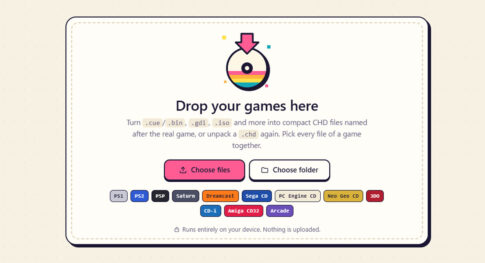 ブラウザだけでゲームディスクをCHD化。「Discpress 1.4」がPSのSBI・複数枚M3U・iPhone変換を強化