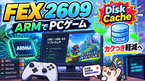 ARMでPCゲームのカクつき軽減へ。「FEX 2609」がJIT変換済みコードのディスクキャッシュを試験提供