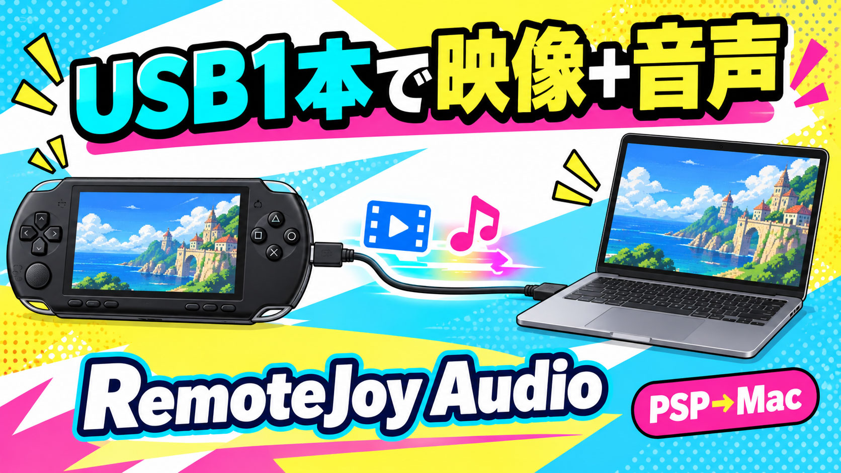 実機PSPの映像+ゲーム音声をUSBケーブル1本でMacへ!「RemoteJoy Audio」がGitHubで公開