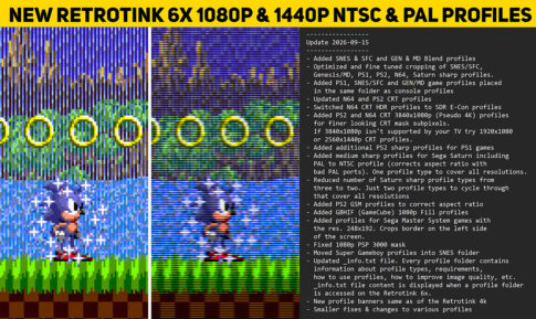 RetroTINK-6X向け1080p／1440p設定集が更新！NTSC・PAL対応、4K利用者向け案内も