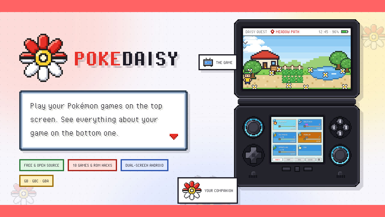 GBA『ポケモン』日本語版が2画面表示に対応!Android向け「PokeDaisy」が更新、縦持ちスマホでも上下表示