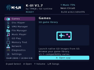 ドリームキャスト用「K-UI 1.7」がDreamShellから独立。Windows CEゲームのSD起動にも実験対応