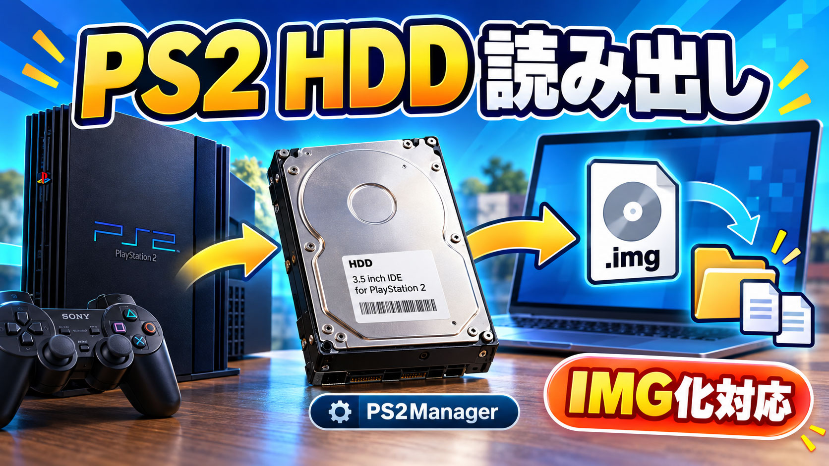 PS2のAPA HDDをPCで直接読み出し・丸ごとIMG化。「PS2Manager 1.05」がHDD全体のイメージ作成に対応