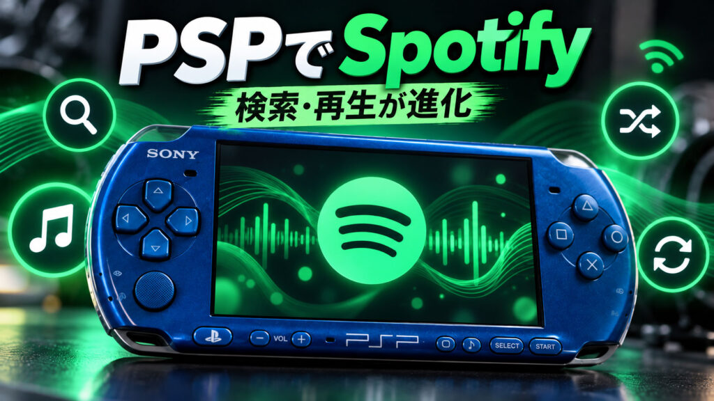 PSP向けSpotifyアプリ「PSPotify ME」が大幅進化！楽曲検索やシャッフルに対応、PSP本体からの更新も可能に